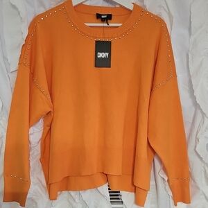 DKNY Orange Studded Sweater